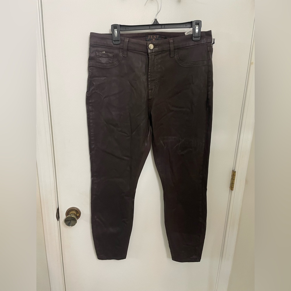 NWT Jen 7 Faux Leather Coated Denim Jeans